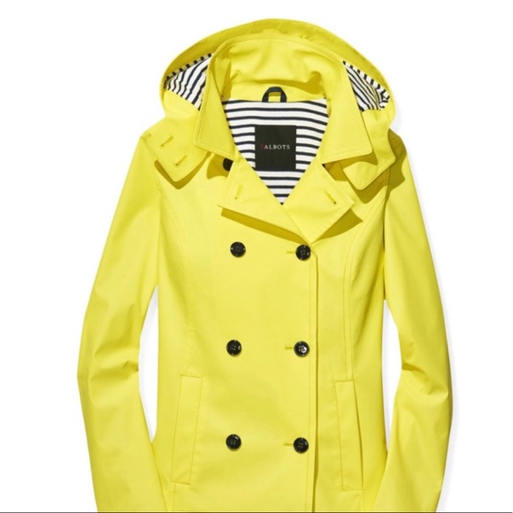 NWT Talbots Spring Jacket Coat Size Small Hello Yellow Detachable Hood Rain Go - Picture 2 of 16